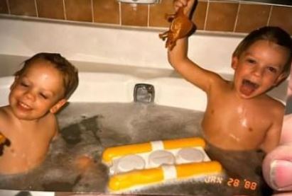 Childhood picture of Korina Harrison ex-husband Corey Harrison with his younger brother Adam Harrison